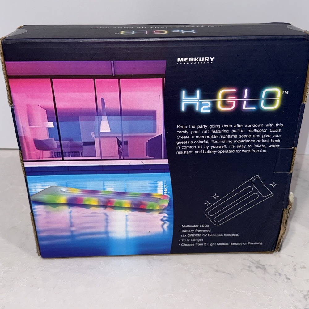 H2GLO Inflatable Light Up Pool Raft With Multicolor LEDS Pool Party 73 Inch New - Picture 3 of 7